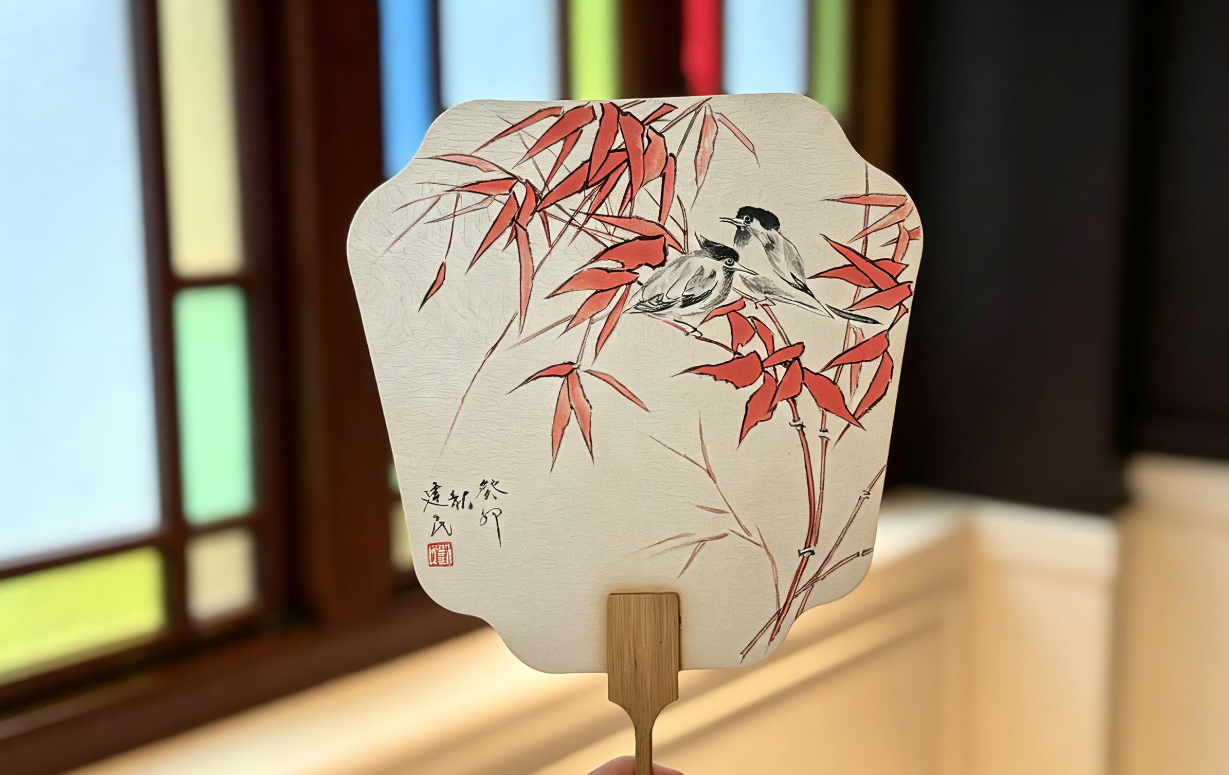 刘建民作品-红叶小鸟6·4